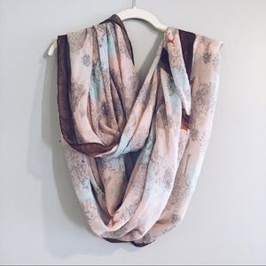 pink grey brown blue circle infinity scarf w/ deer